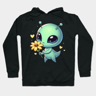 Cute little Alien With Yellow Flower Hoodie